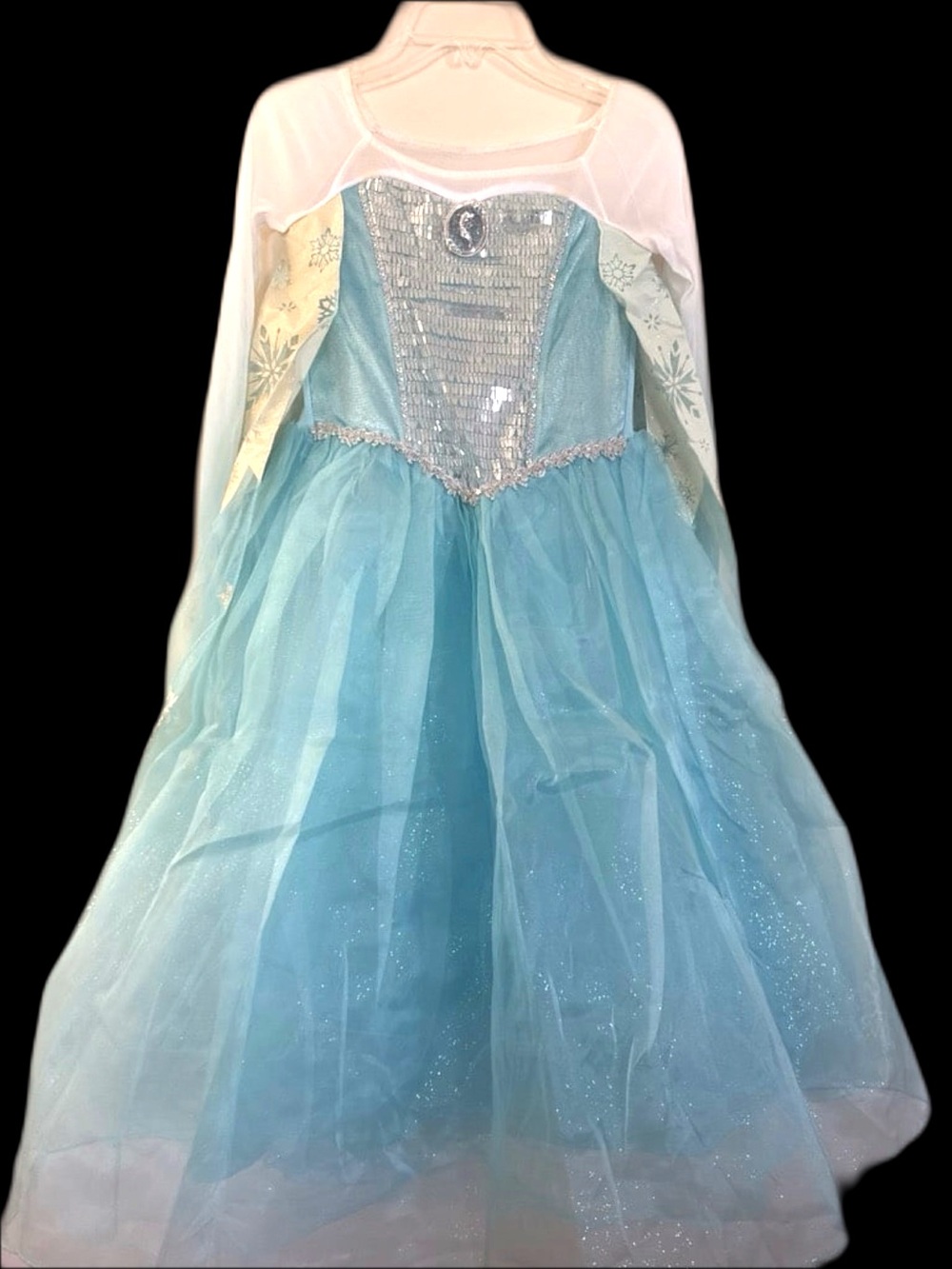The Disney Store Girls Frozen Elsa Light Blue Sparkle Princess Dress/ Costume